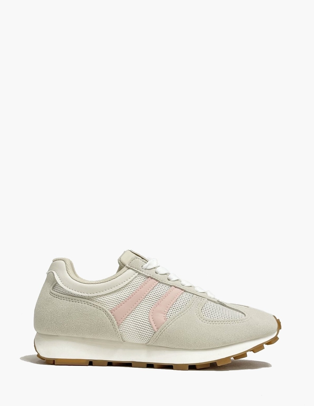 Deportivas beige y rosas