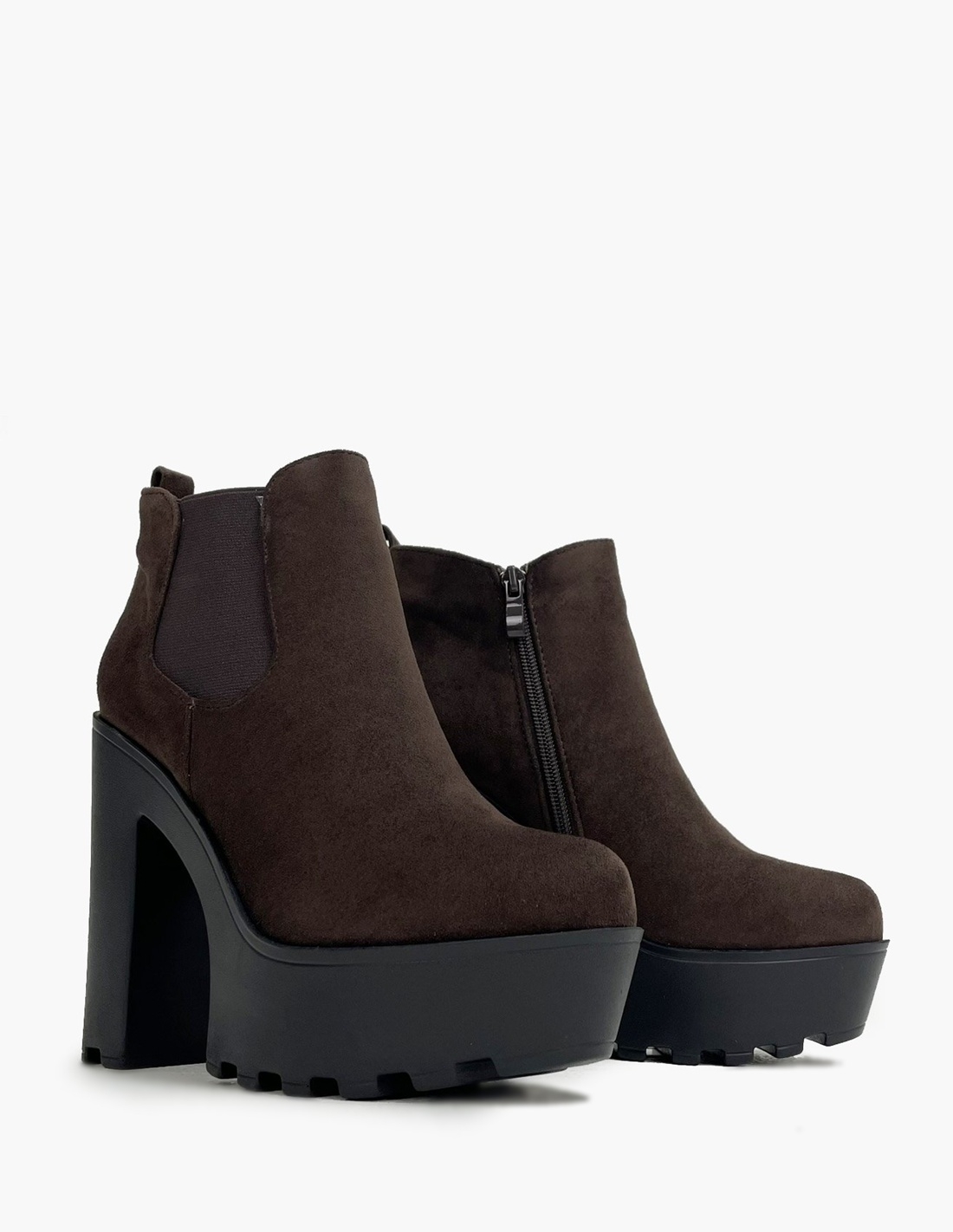 Botas Antelina Marrón de Plataforma y... Botas Antelina Marrón de Plataforma y...